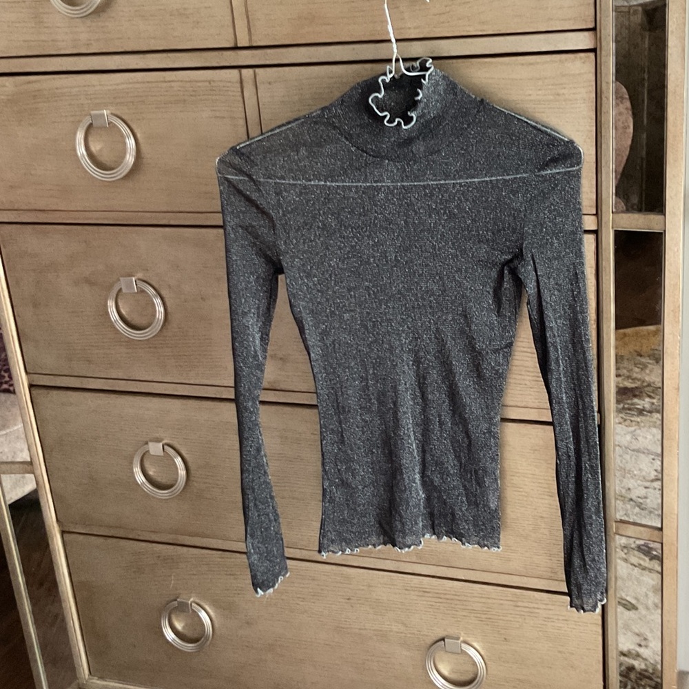 Free People intimately Long Sleeve sheer metallic top; size M, new